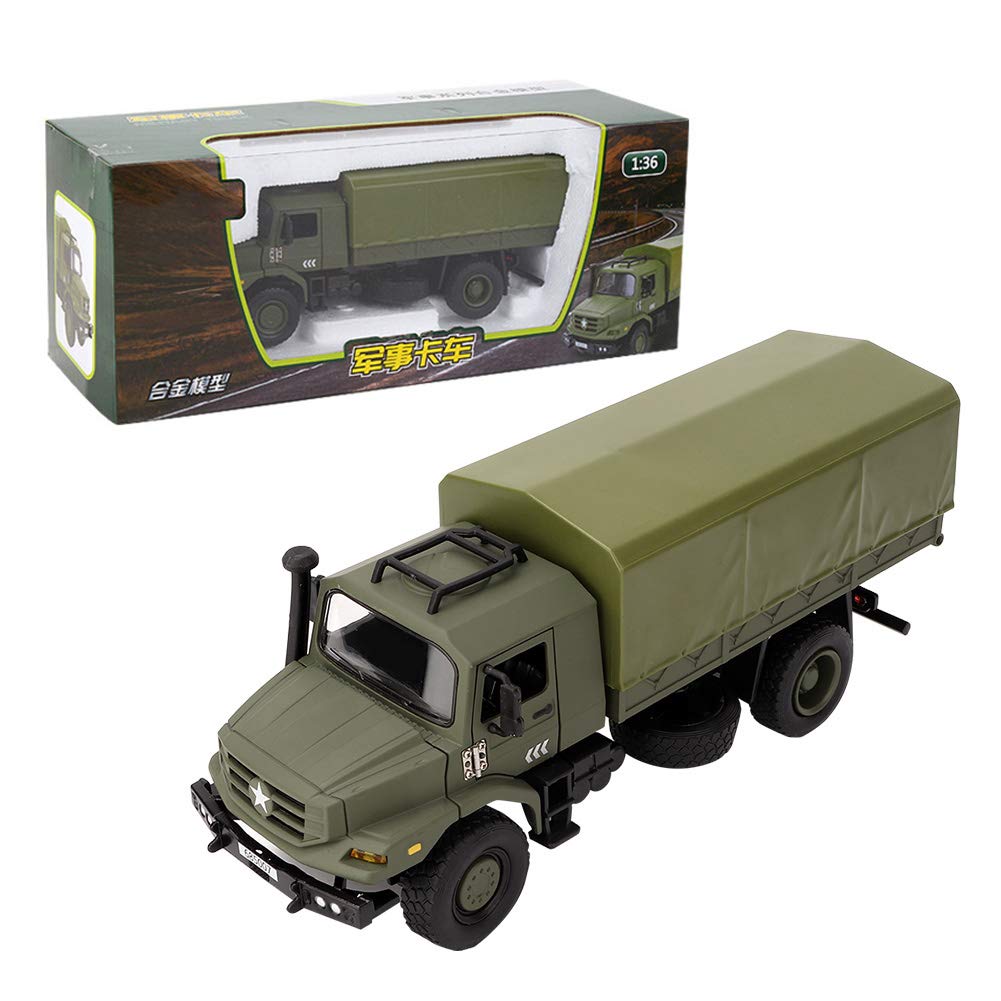 1:36 Scale Mini Alloy RC Military Truck Toy Car High Simulation Model Educational Toy for Kids, Cool Simulation Vehicle Model with Openable Doors, Removable Roof
