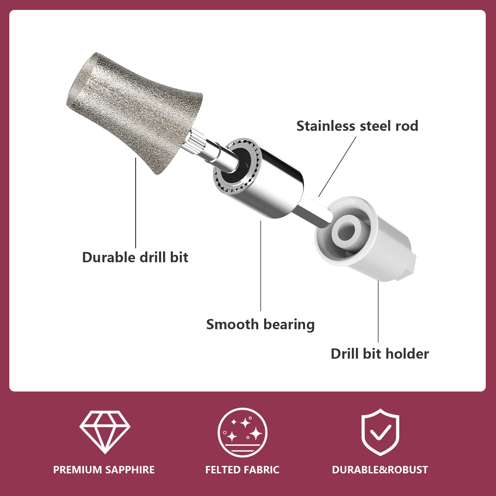 폭발했다 view of the Sapphire Callus Sander bit components