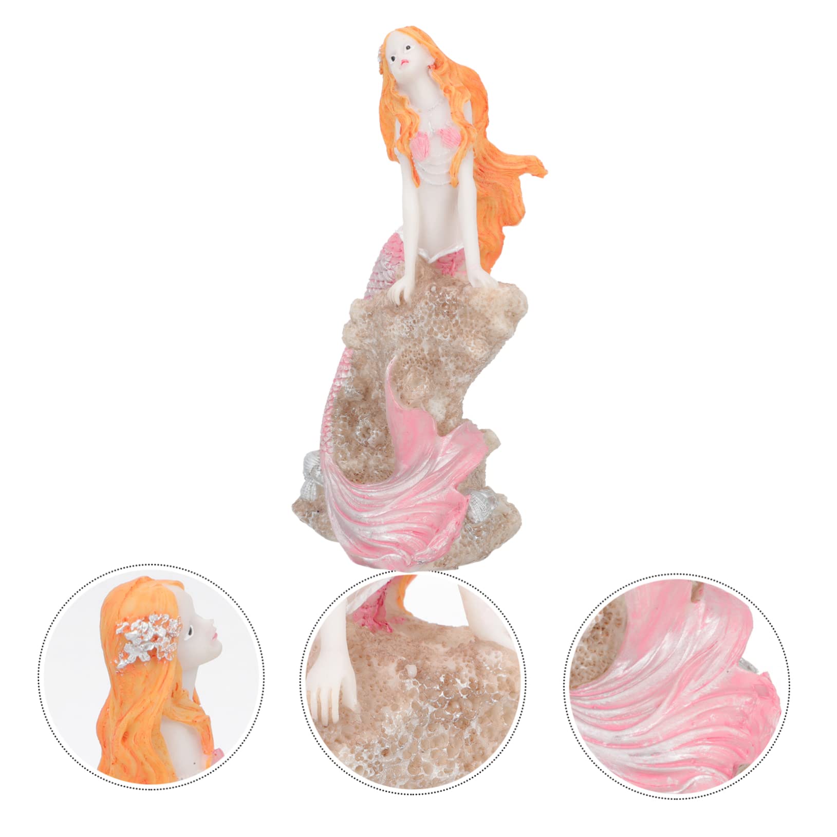 Alipis 2 Pezzi decorazione sirena arredamento ornamento sirena paesaggistica acquario fornitura acquario paesaggio del serbatoio di pesce decorazione dell'acquario resina rosa