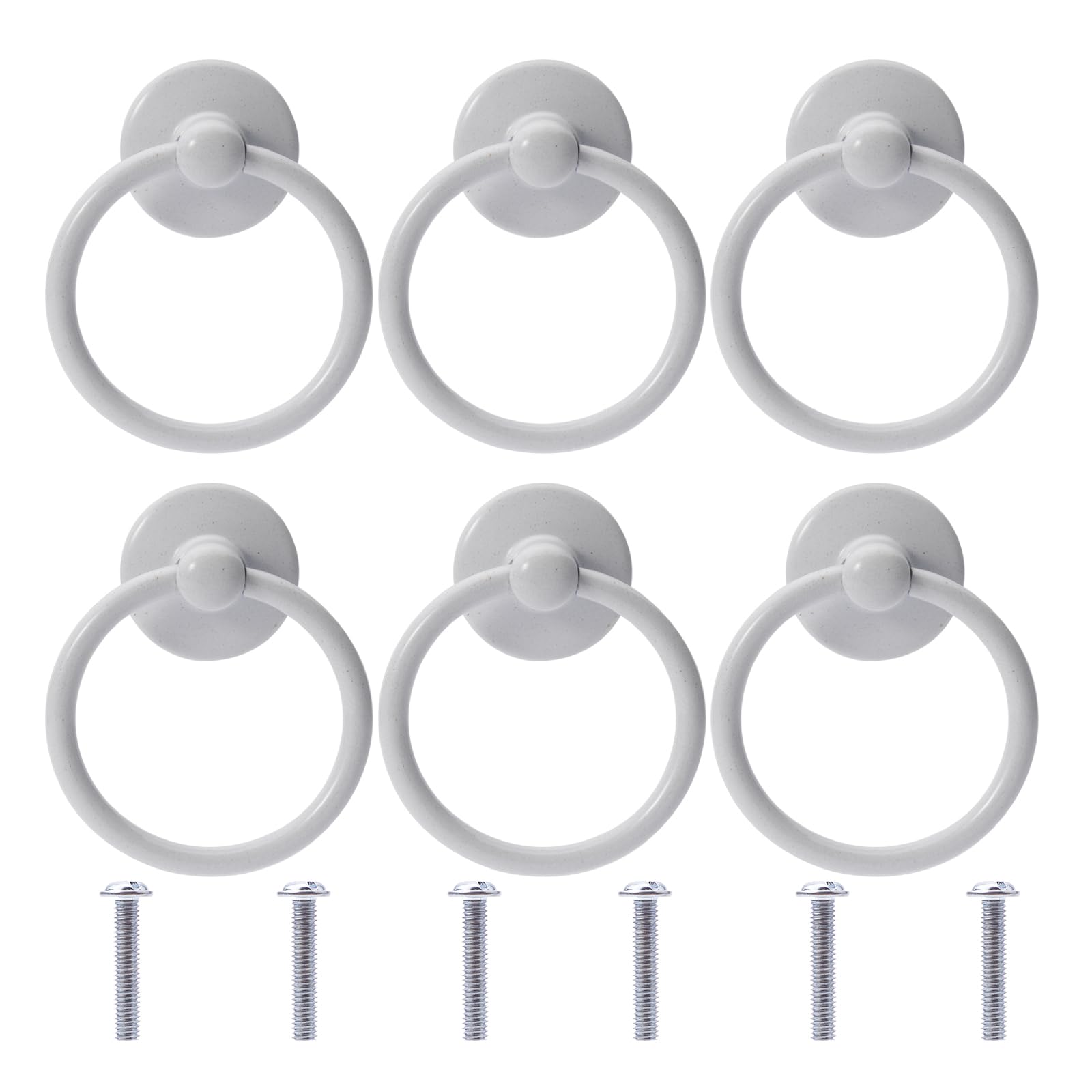 NAKUPENDA Pack of 6 Antique Ring Handles Drawer Vintage Metal Cabinet Knob Knobs for Kitchen Cupboards Wardrobe Drawer (White)
