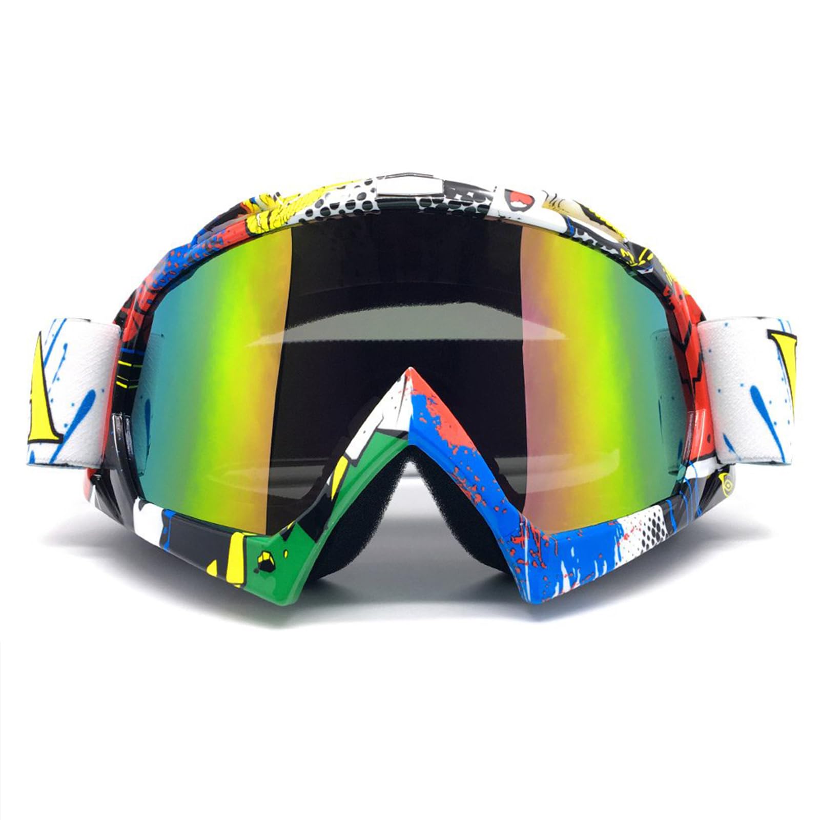 Occhiali da neve pieghevoli, unisex, per motocross, sport, motoslitta, snowboard, sci, anti nebbia, polvere, UV, antipolvere, antigraffio