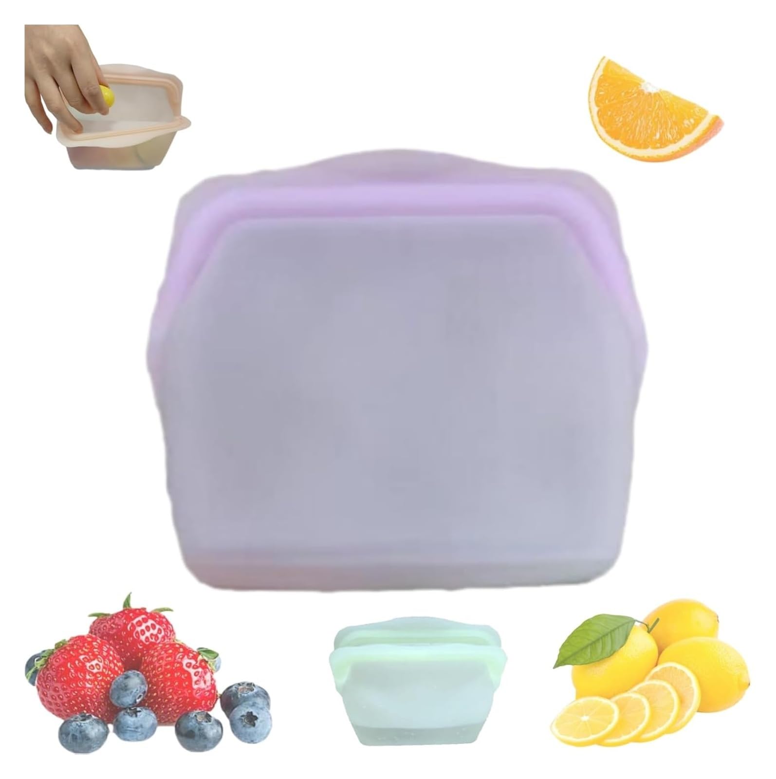Everbag Silicone Food Storage Bags, Reusable Leak-Proof Upright Freezer Bags, Odour-Proof & High Temperature Resistant(Purple,600ML)