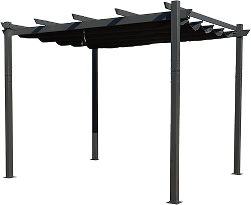 Miniatura 34 de Kozyard Morgan - Pérgola con marco de aluminio gris extragrande para exteriores con toldo para sombrilla (10 x 13 pies, beige)