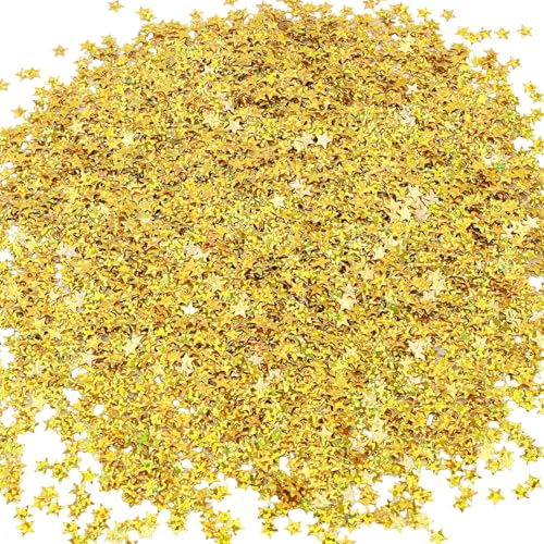 Hotut Confettis dorés étoiles 6 mm 45 g Fournitures d'art et d'artisanat Anniversaire Halloween