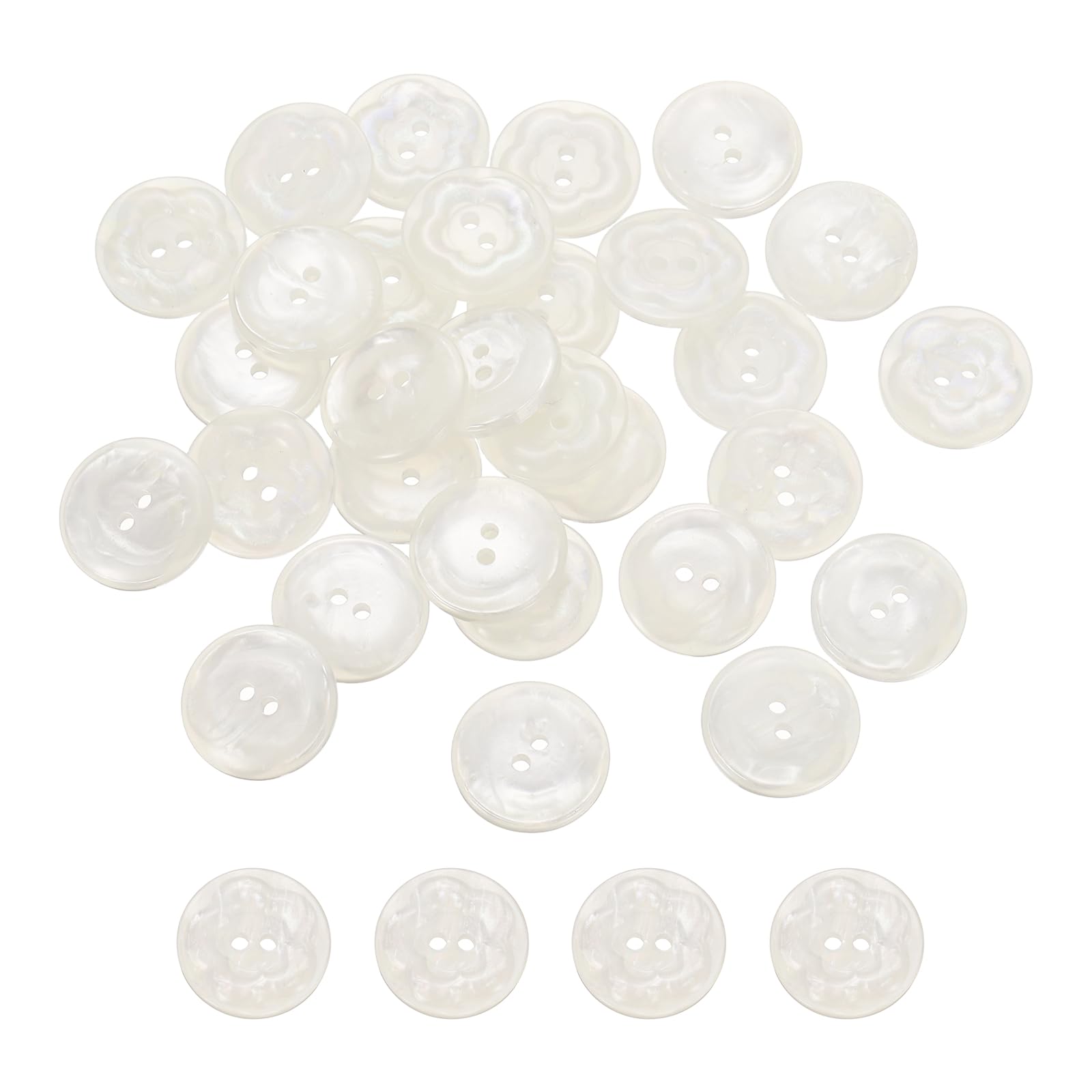 sourcing map 30Pcs Resin Buttons, 13/16" (20mm) 2 Holes Sewing Craft Elegant Shirt Buttons for Sewing Blouse Coat Windbreaker Hat Doll Decoration DIY Crafts (Round, White)