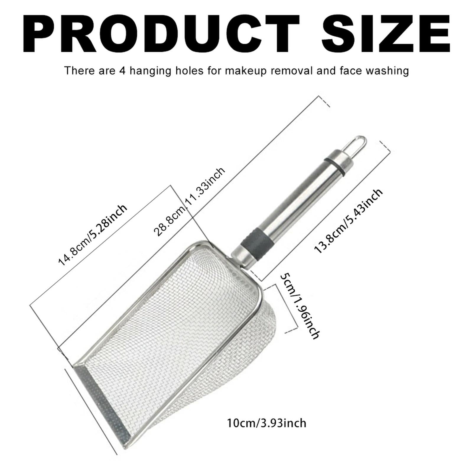 Integrated Metal Cat Litter Scoop, Stainless Steel Mesh Litter Scoop, Long Handle Cat Scooper, Poop Sifting Mesh Litter Deep Shovel, Cat Litter Scooper for Litter Box/Reptile Terrarium Sand Waste - image 2