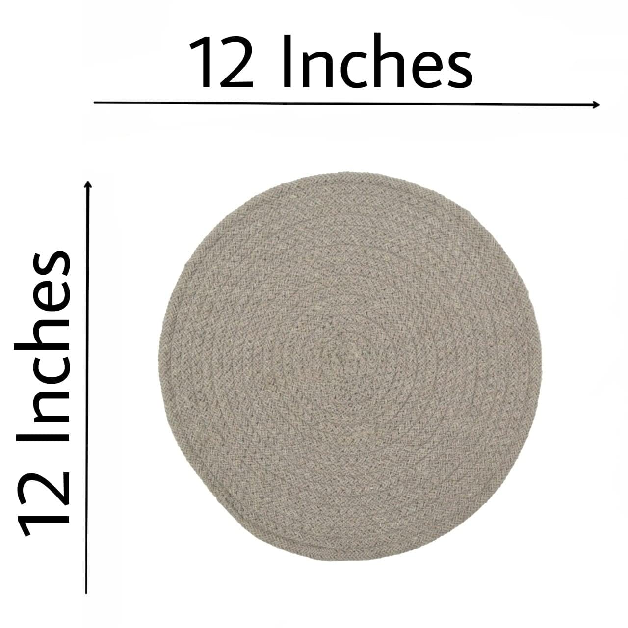 HOMADORN Jute/Cotton Round Trivet Reversible Table Place Mats for Casserole, Plates, Pan, Tray, Bowl, Vase, Decorative Sculptures (Grey (Pack of 6), 12 INCHES X 12 INCHES) — Amazon image 5
