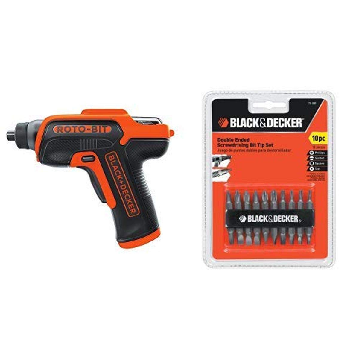 Black & Decker BDCS50C 4V Roto-BIT Storage Screwdriver and 71-081 Double Ended Screwdriving Bit Set,