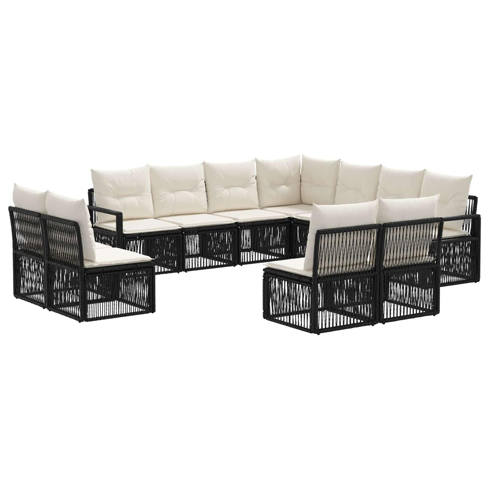 Conjunto de sofás de jardín 11 uds. Negro ratán sintético, Conjuntos de jardín, 82.63 kg-3435745