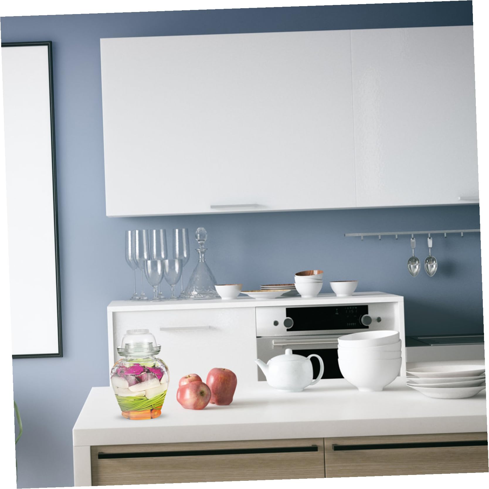 Tarro de Cristal Transparente para Encurtidos 2,5 Kg Tapa Hermética, Recipiente de Vidrio para Verduras Fermentadas y Almacenamiento en Cocina