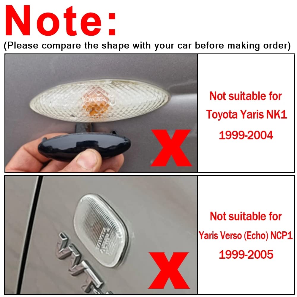 2 indicatori di direzione laterali a LED dinamici per Toyota Yaris COROLLA Auris Mk1 E15 RAV4 Mk3 (bianco)