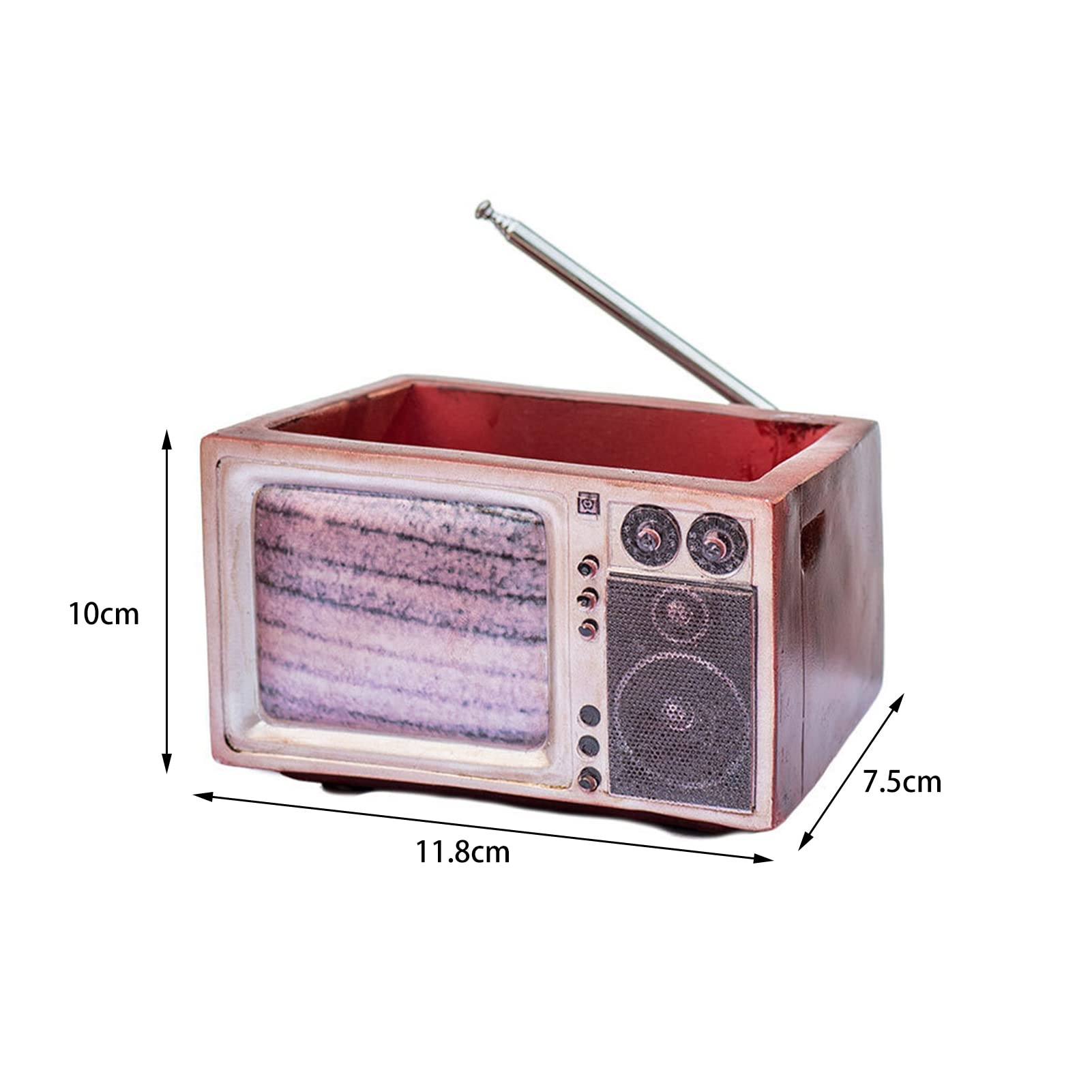 Vaso Fioriera In Resina A Forma Di Radio Retrò Hztyyier | Decorazione Per Piante Grasse E Succulente | Idea Regalo Per Casa E Ufficio | Marrone - 5