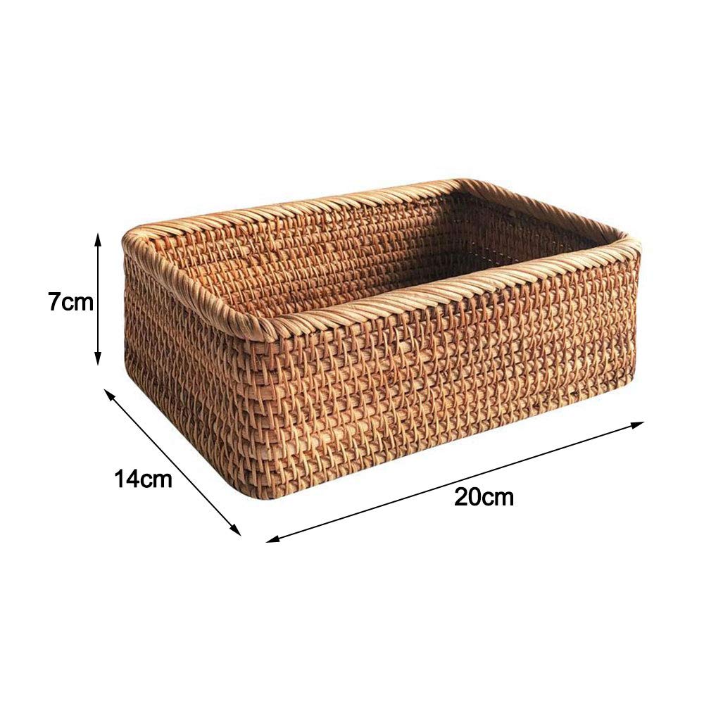 Cestini portaoggetti in rattan naturale, rettangolare in vimini, cestini per il pane intrecciati fatti a mano, per bagno, soggiorno, decorazione per la casa