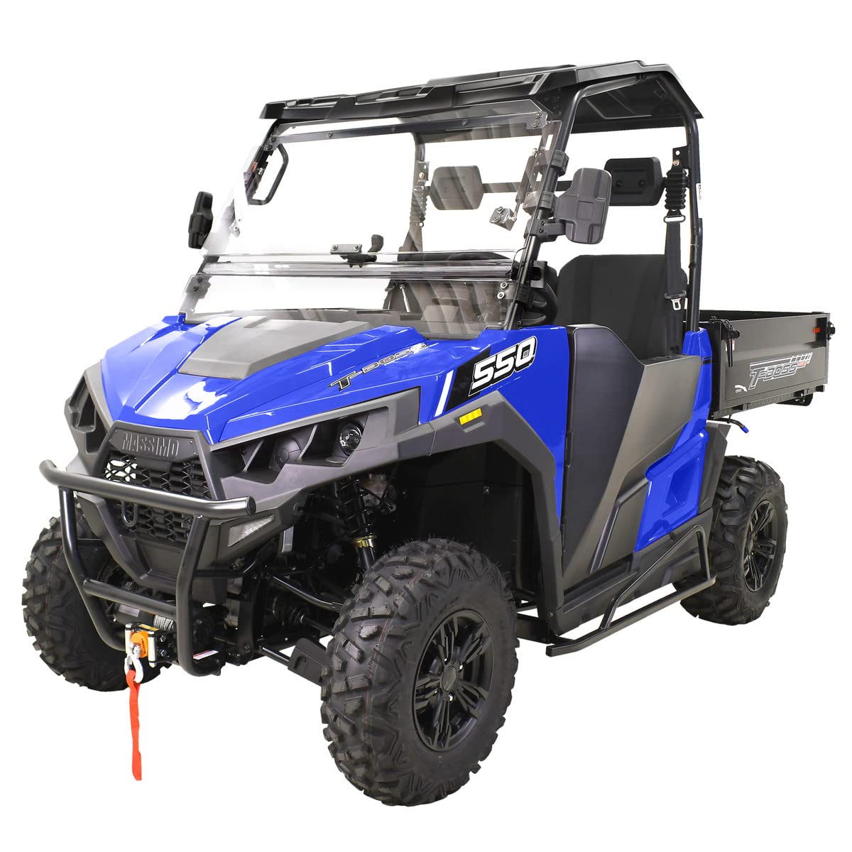 Massimo T-Boss 550F Extended Dump Bed | 500cc 33HP 4WD UTV Windshield Hardtop Net Doors Winch | 1yr Warranty (Blue)