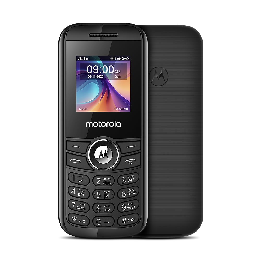 Motorola All-New A100 Single Sim keypad Phone | 2 Years Replacement | Long Lasting Battery | Loud Sound | Wireless FM | (Black)