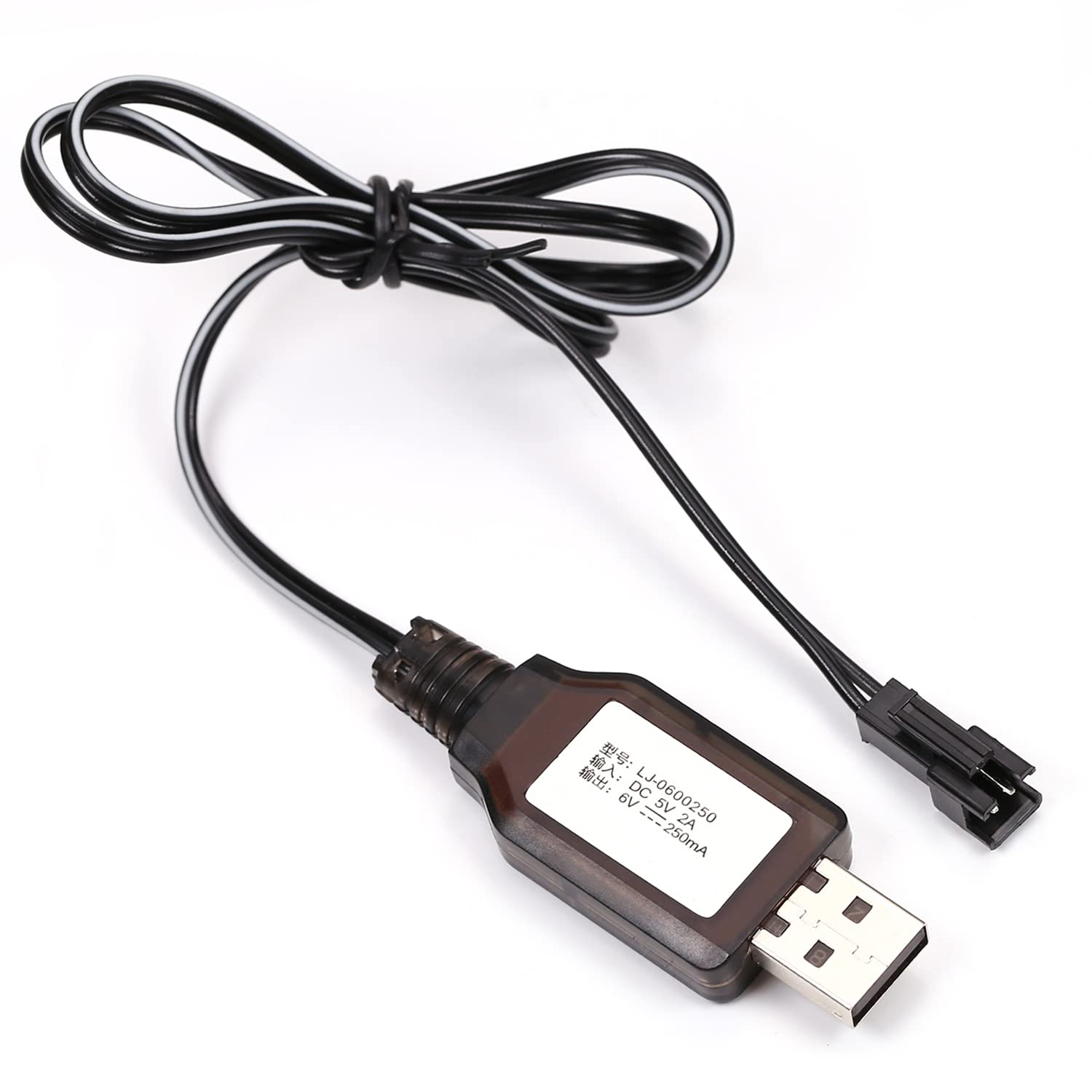 Jutagoss SM-2P Positive USB Charging Cable 6V 250mA USB Power Adapter Charger Cable with Connector Plug for RC Car