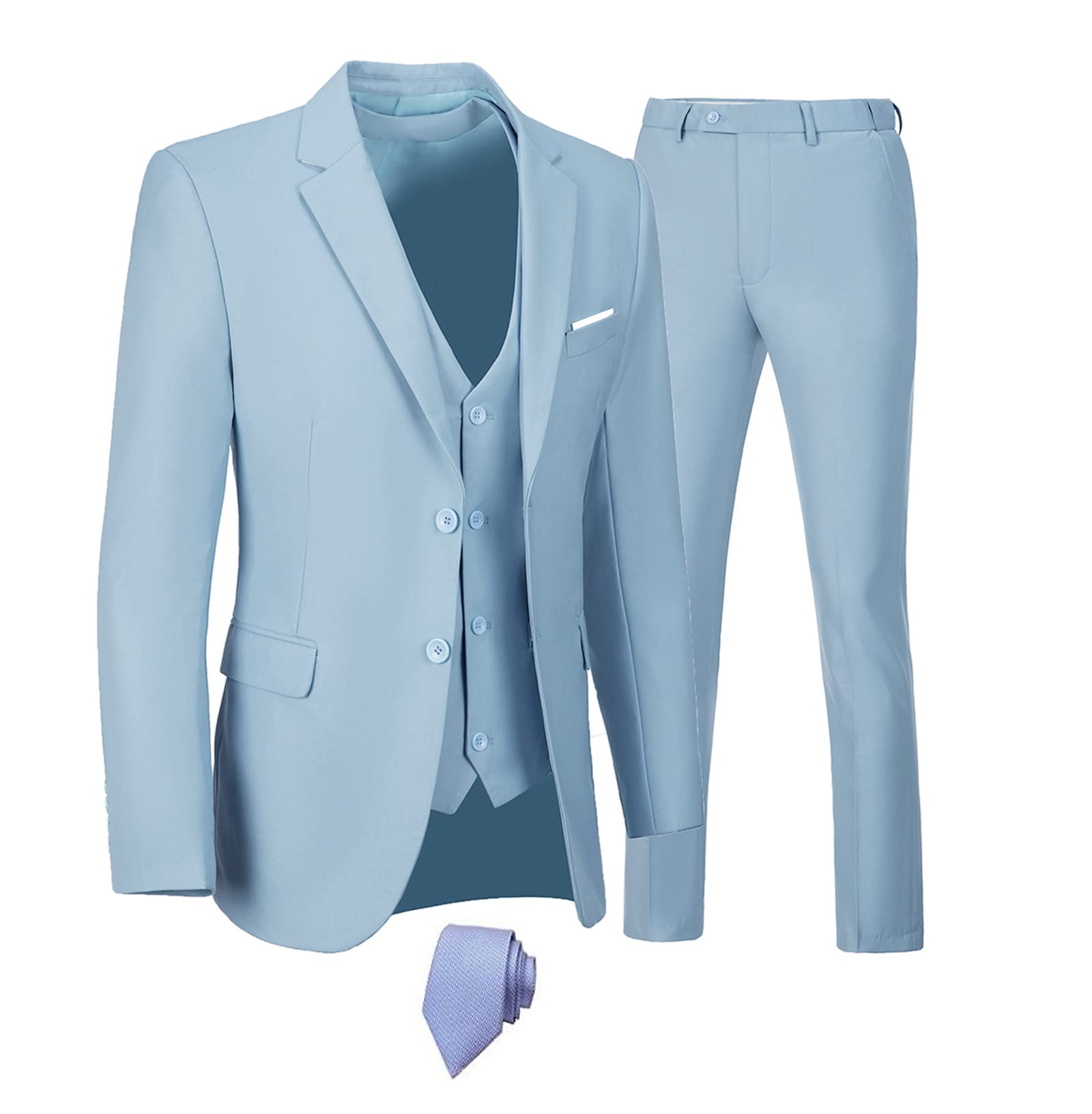 Furuyal Mens Suits 3 Piece Slim Fit Suit Set Formal Wedding Business Tuxedo