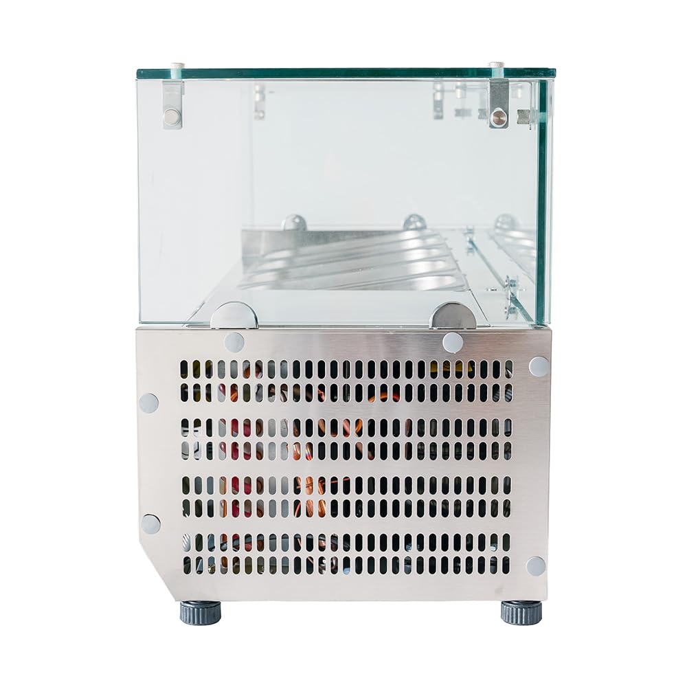 Cleiton® Vitrina de Ingredientes Refrigerada 120x33x44 cm de Acero Inoxidable 5 Cubetas GN 1/4 | Nevera de Ingredientes con Termostato Digital Dixell | Mostrador Vitrina refrigeradora