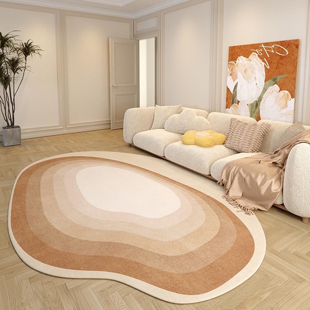 Tapis de salon de forme irrégulière 140x200 cm, grand tapis de chambre en peluche
