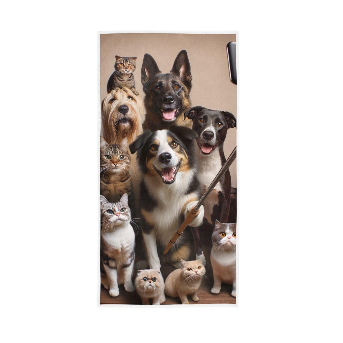LSRCPD Funny Pets Taking Selfie Hand Towels Soft Washcloths Absorbent Towels 15 x 30 Inch