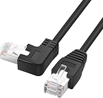 RJ45 90 Degree Ethernet Cable YACSEJAO Cat6 RJ45 Male to Right Angle Network Patch Cords Choose from Multiple Angle Lengths (Down Angle, 0.5M/1.6FT)
