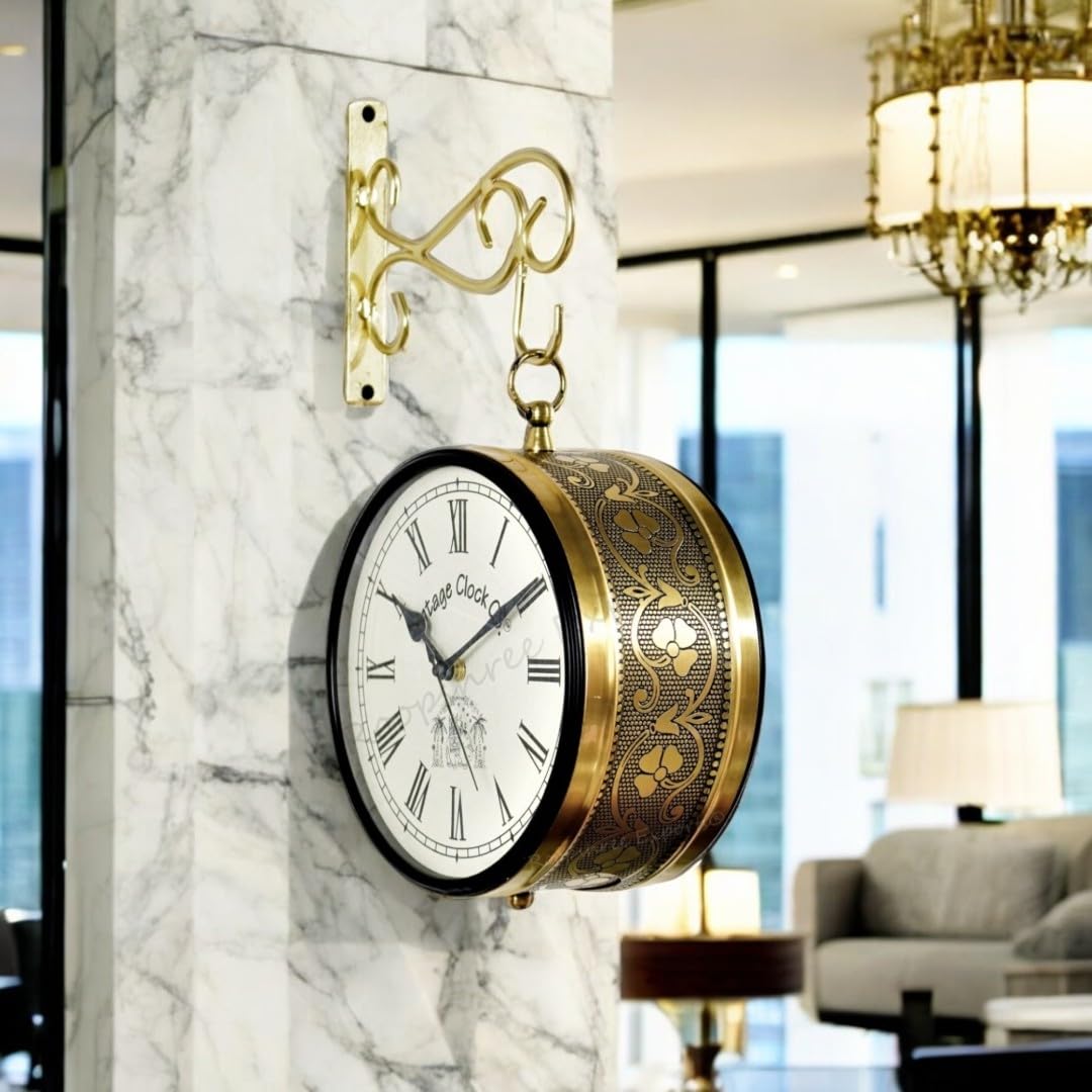 Vintage Handcrafted Wall Clock - Black Iron -21