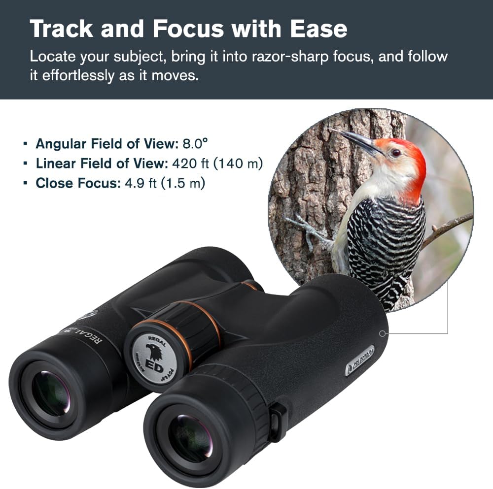 Celestron – Regal ED 8x42 Binoculars – Premium Optics for Birding, Hunting & Outdoor Use – Phase & Dielectric Coated BaK-4 Prisms – Fully Multi-Coated Glass – 4.9 ft Close Focus
