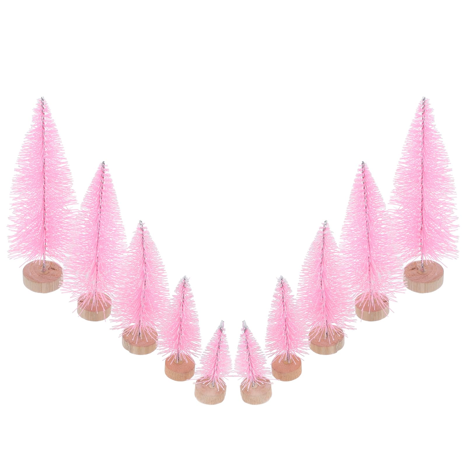 Ciieeo 10 Piezas Pequeño Árbol De Navidad Decoración De Mini Pino De Escritorio Pino De Nieve Arboles De Navidad De Escritorio Mesa De Pino Sisal Nieve Escarcha Árboles El Plastico Rosa