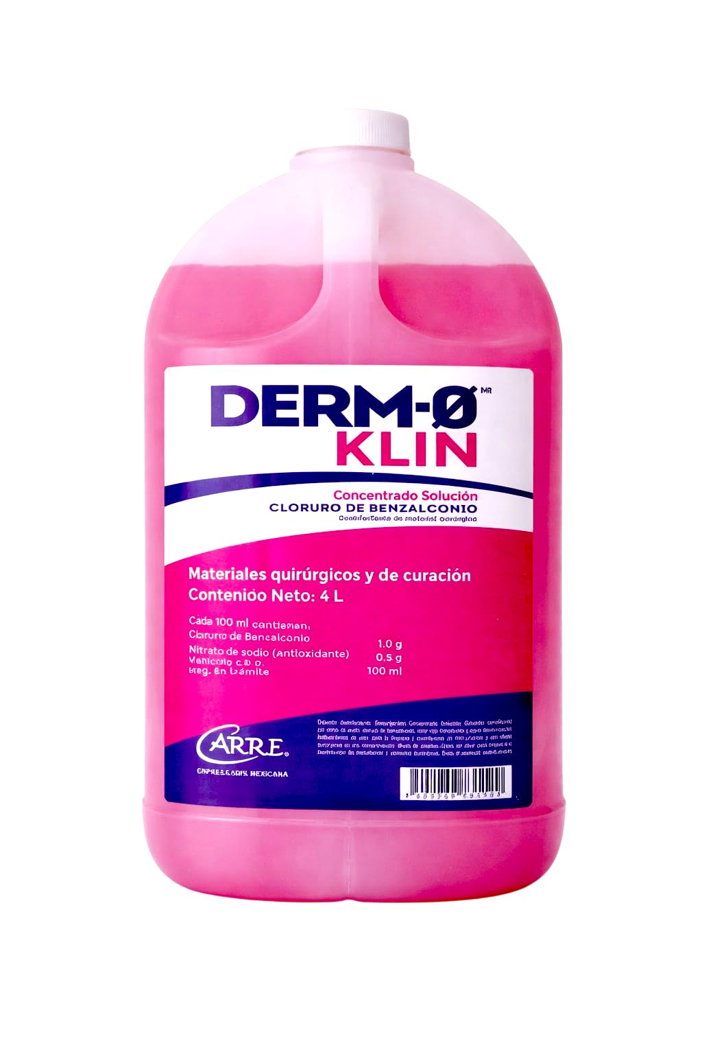 Derm-ø klin antibenzil desinfectante concentrado para material quirúrgico y de curación, solución antiséptica para limpieza de material quirúrgico y podología, 4 litros