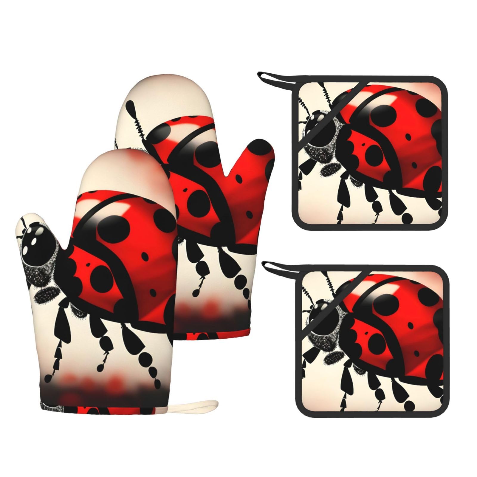 Gants de cuisine en silicone Art Ladybug Tracks contre les brûlures de four