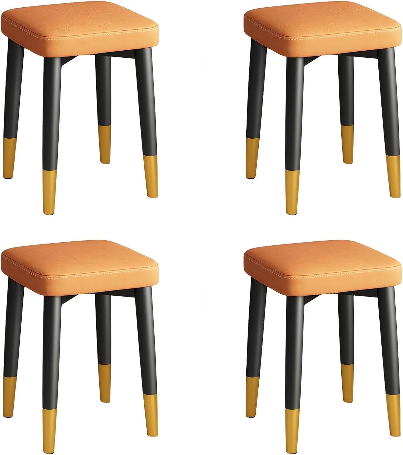 Tabourets de bar en métal avec siège rembourré et lot de tabourets carrés empilables dos nu