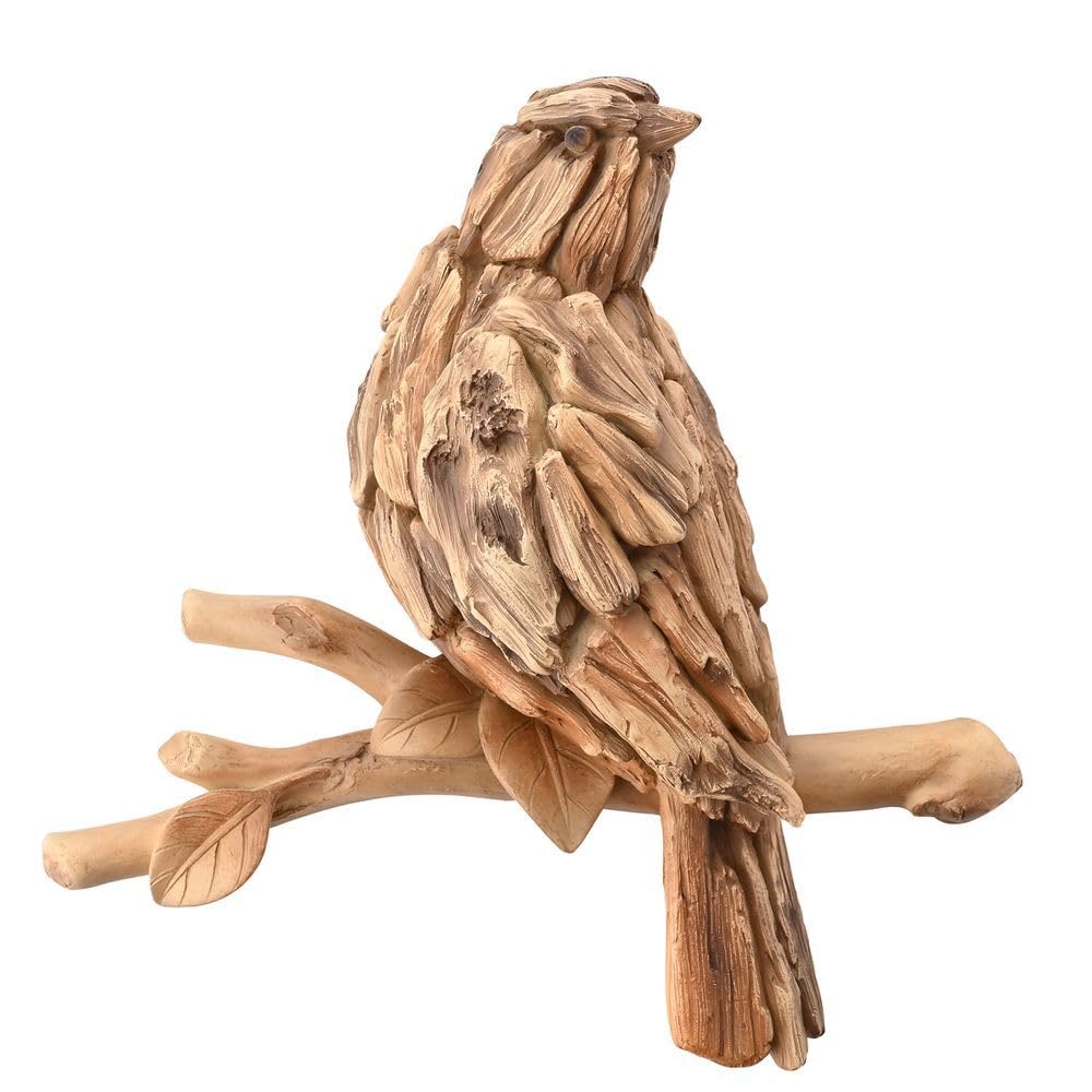 Widdop And Co Brown - Naturecraft - Driftwood Collection - Wood Effect Sitting Bird Wall Art Statue/Figurine/Decorative Ornament - Homeware For Animal Lovers & Wildlife Enthusiasts.