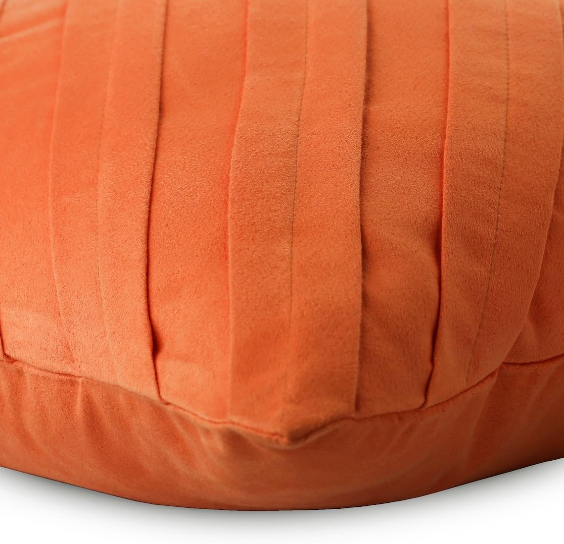 The HomeCentric Cushion Covers, Orange Decorative Pillow Covers with Zipper 16x16 inch (40x40 cm) Suede Throw Pillow Couch, Solid Color, Pintucks, Textured Halloween - Contemporary Orange