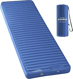 Elegear CumbreX™ Air & Foam Camping Sleeping Pad, HexaFoam Camping Mattress Pad with Built-in Foot Pump Memory Foam Camp Pad 4-Season R-Value 9.5 Camp Sleeping Mat for Travel/Car/Tent, Blue