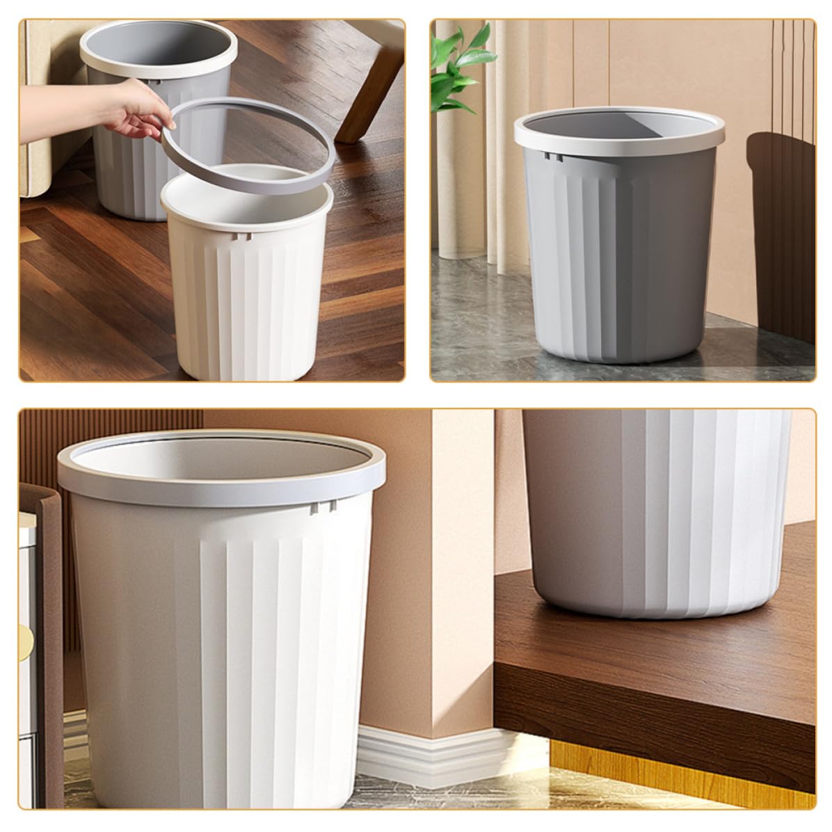 2pcs Plastic Trash Bin for Kitchen and Bedroom 8l Each Simple Look Design Waste Bucket for Daily Waste Disposal Home Garbage Can