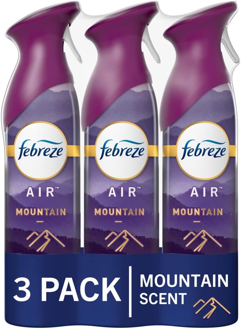 Air Mist Air Freshener Spray, Odor-Fighting Room Spray, Air Fresheners for Home and Bathroom and Kitchen, Aerosol Can, Mountain Scent, Purple, 8.8oz (Pack of 3)