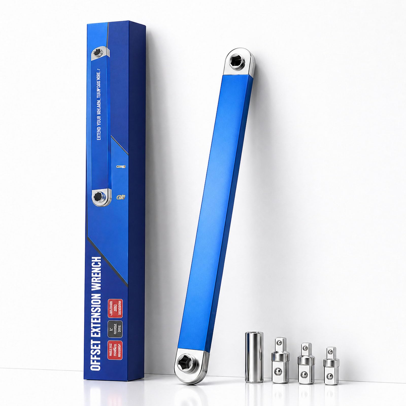 Generico Chiave Offset Schraubwerk, Estensione per Cricchetto con Meccanismo a Catena, Strumento per Spazi Stretti Motore Auto e Moto, Trasferimento di Coppia 1:1, Adattatori Inclusi (A,1)
