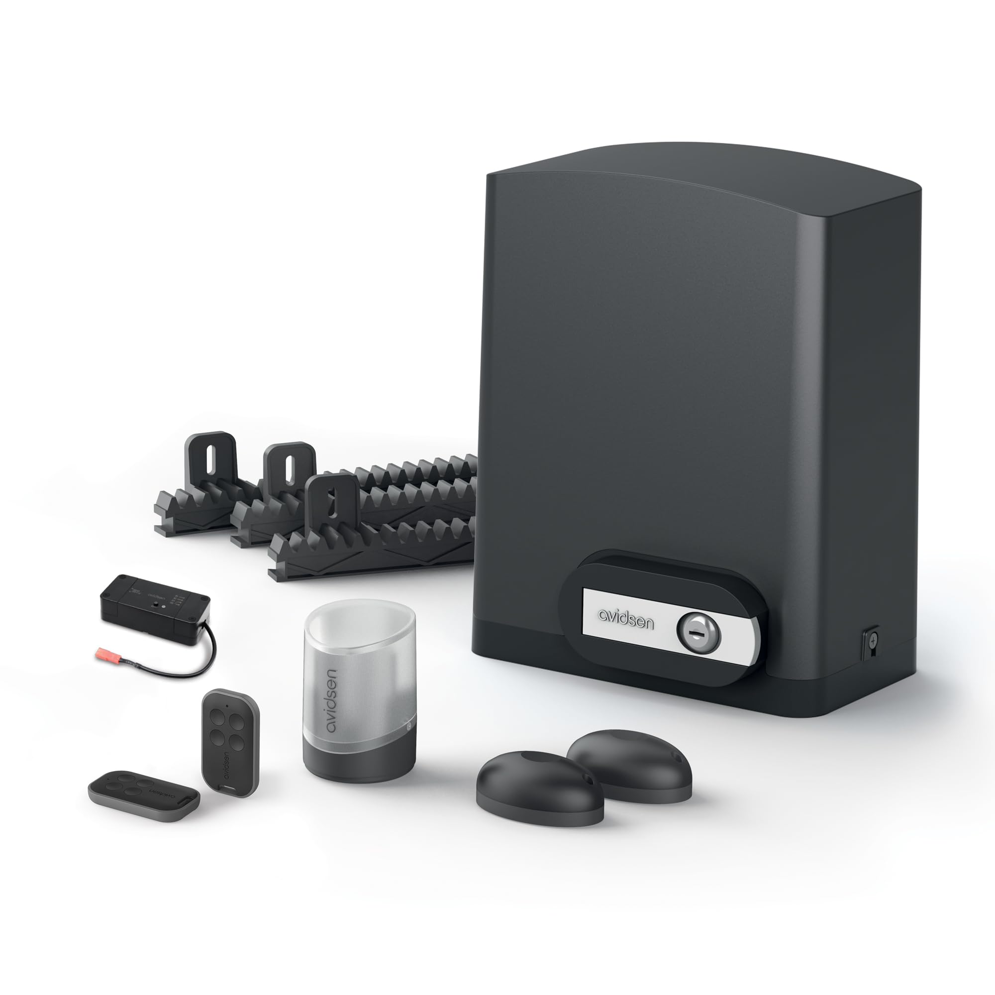 Avidsen Orea Connect, Motorisation Connectée pour Portail Coulissant, Jusqu'à 8m et 500kg, WiFi Intégré sans Hub, Commande Smartphone, Alexa, Google Home, Arrêt sur Obstacle, Kit Complet