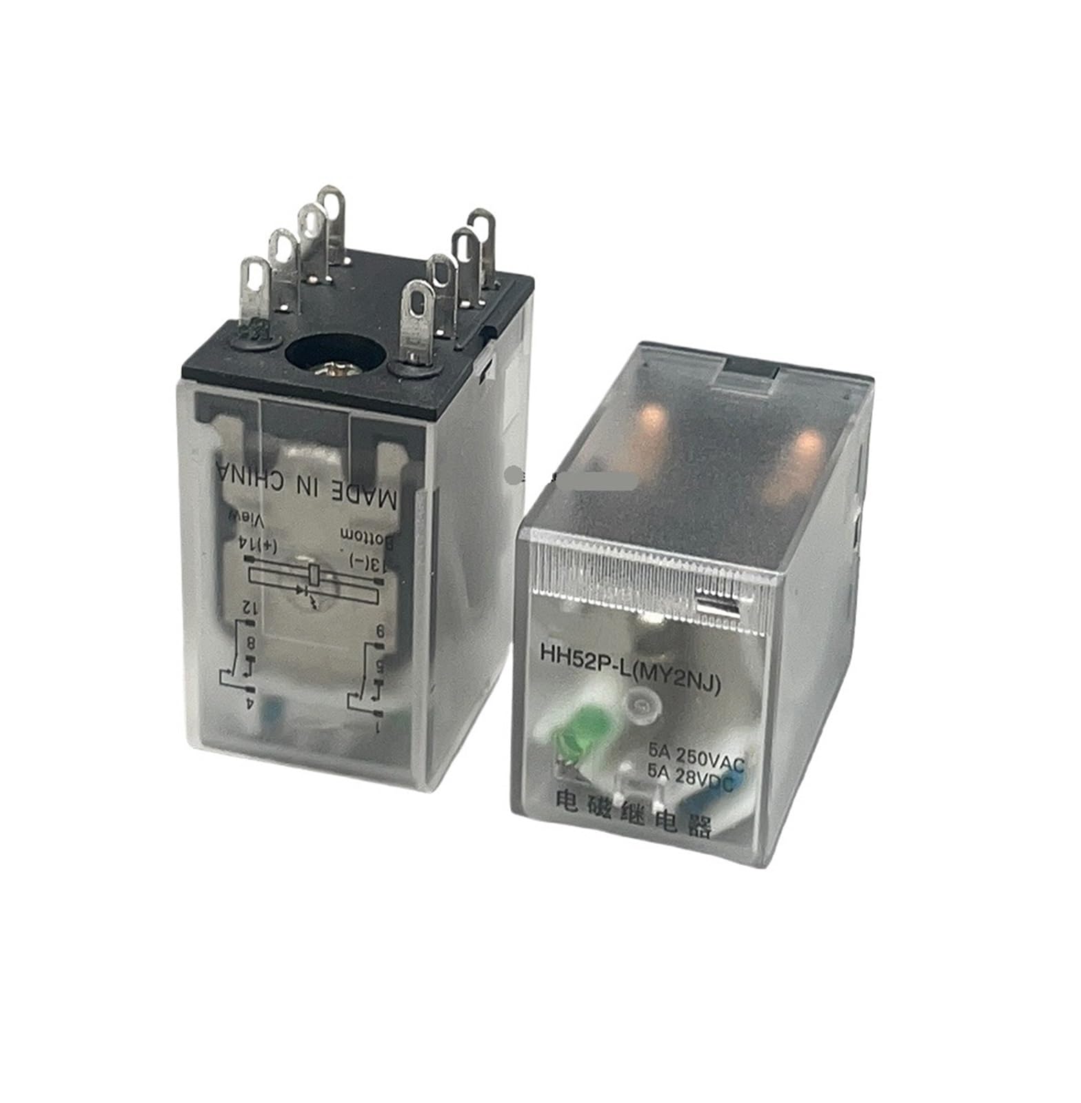 Interruptor de relé intermedio electromagnético General de bobina miniatura de 5 uds con Base de enchufe LED AC(DC,12V)