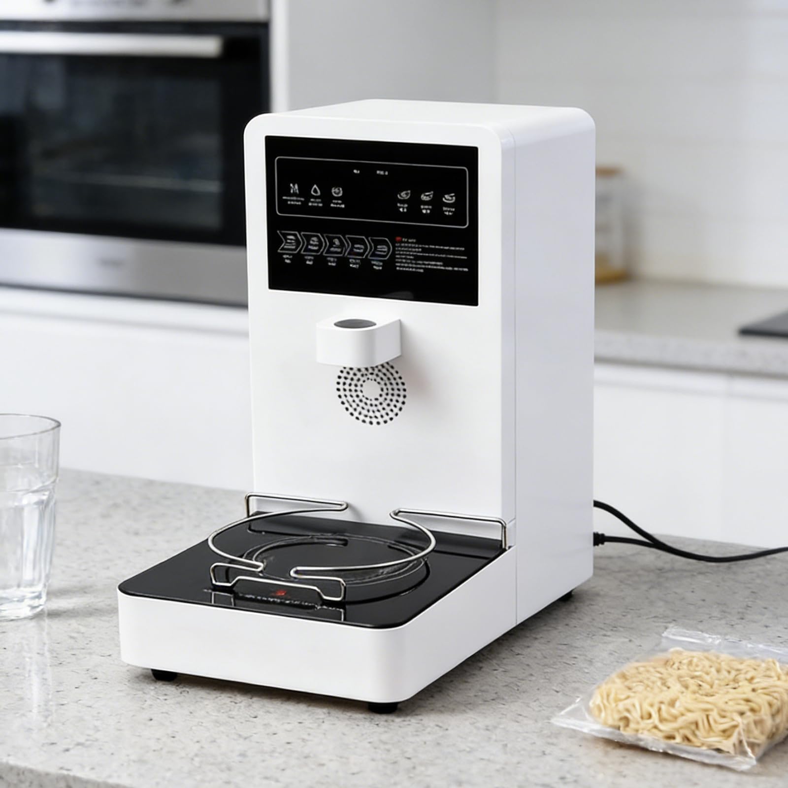 Self-Help Noodles Cooking Machine, with Touchscreen, Automatic Water Volume and Temperature Control, Commercial Pasta Cooker, Adjustable Heating Time, Low Noise, for Supermarkets, School Etc