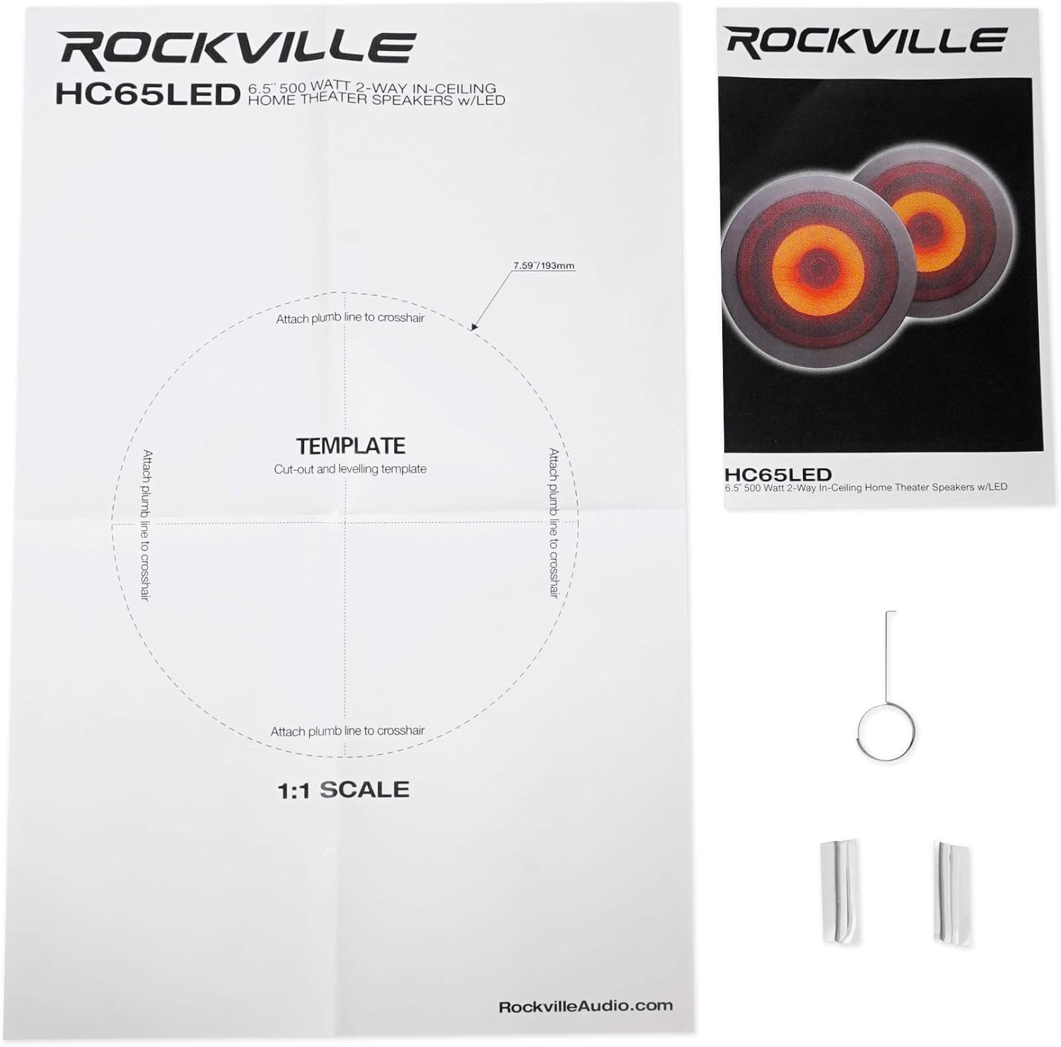 Rockville Pair HC65-LED 6.5" 500 Watt in-Ceiling Home Theater Speakers 8 Ohm, LED Effects, Kevlar Cone, Paintable Grill, for Home Audio and Entertainment Red image 10 of 11 B07NQ52W5T
