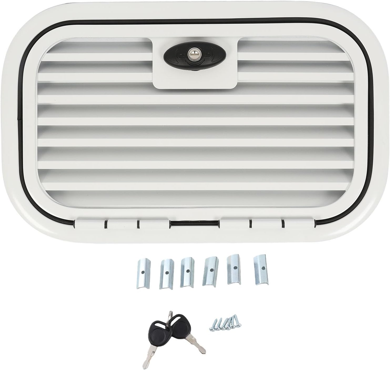 RV Storage Hatch Door 20x12 Inch | Aluminum Alloy Ventilation Grille with Lock | Sturdy Access Door for Recreational Vehicle/Trailer/Teardrop | Water - & Oxidation Withstanding