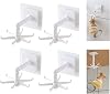 Kitchen Utensil Holder Kitchen Hanging White, Punching Kitchen Hanger, Self Adhesive Kitchen Holder, 6 Hooks, Storage Organizer Rack, For KitchenBathroomWardrobe, Kitchen Utensils, Hanging Rack, 4 Pieces