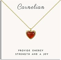 Vista 1 de SmileBelle Collar de corazón como regalo de Navidad, collar gótico de turmalina negra, collares de cornalina roja como colgante de cristal