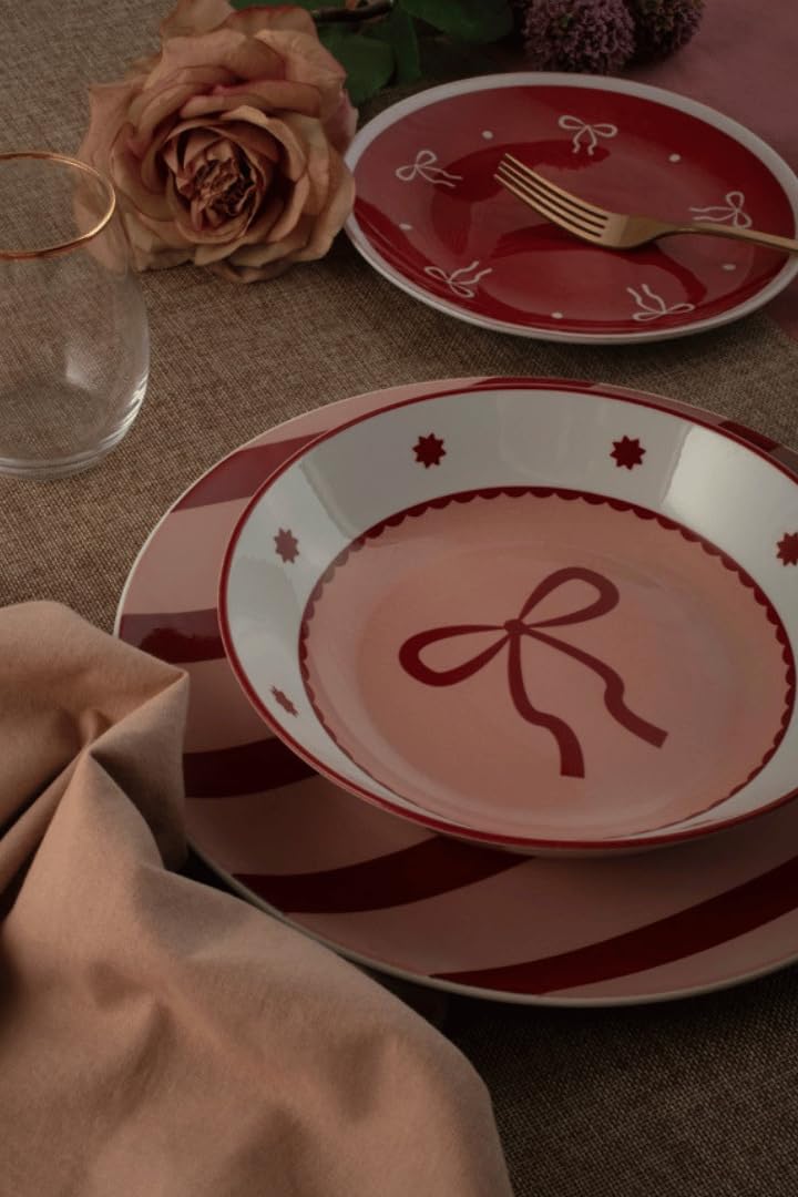 H&H Servizio Tavola 18 Pezzi Rosy in porcellana