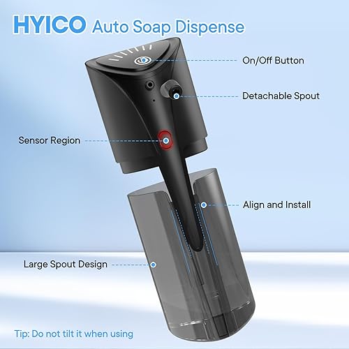 Miniatura 7 de Dispensador automático de jabón líquido, dispensador de jabón recargable USB C de 15.83 onzas, dispensador de jabón de manos sin contacto de 7