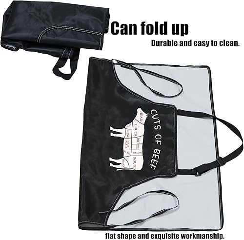 Miniatura 6 de PXTIDY Delantal de cocina para amantes de la carne de res, delantal de cocina, delantal de carnicero con bolsillos, regalos para amantes de la cocina