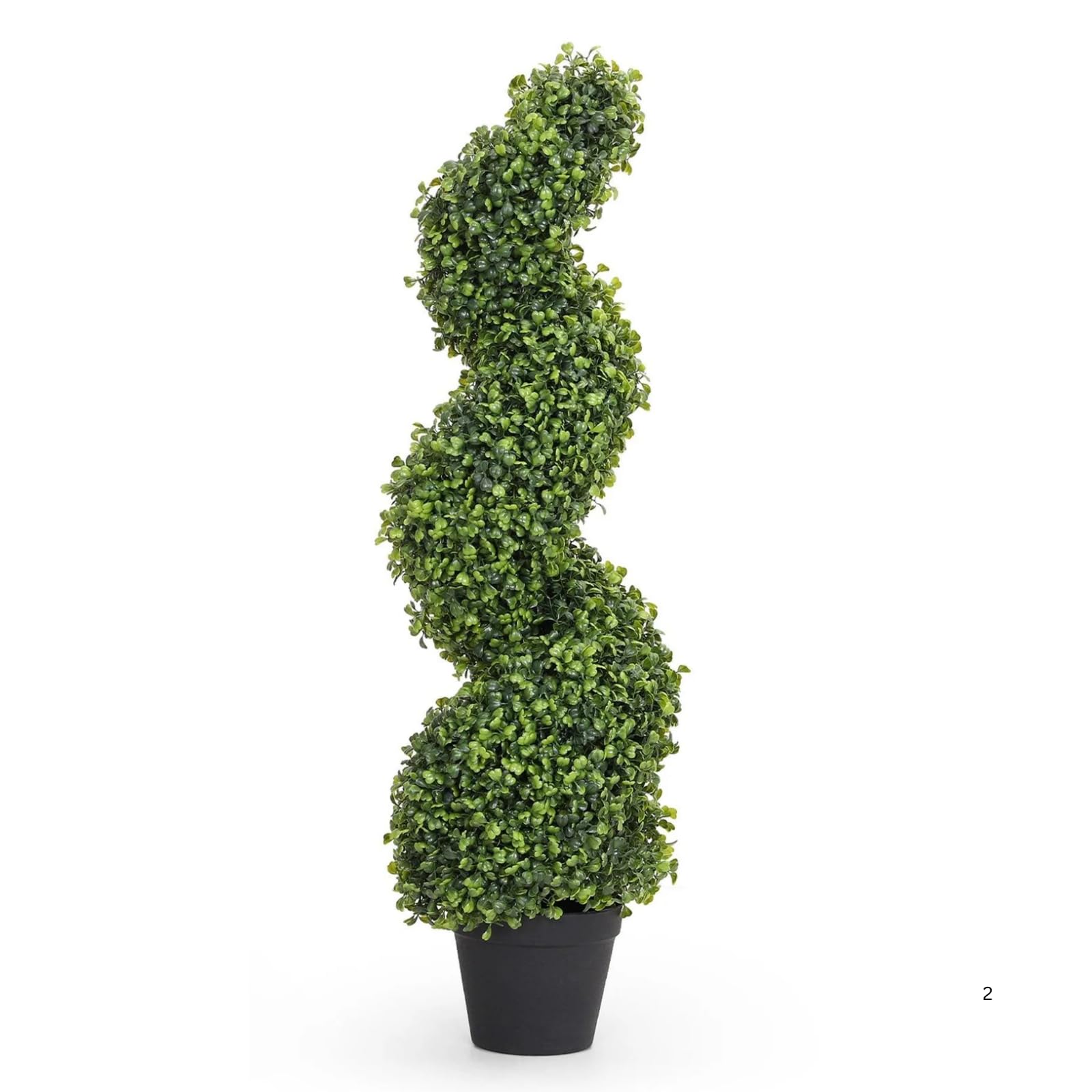 CAPRICAN Artificial Spiral Topiary Tree – 90cm Faux Boxwood Plant in Pot, UV-Resistant Indoor Outdoor Artificial Greenery for Home Front Porch, Patio, Christmas, Winter & Holiday Greenery Decor (1)