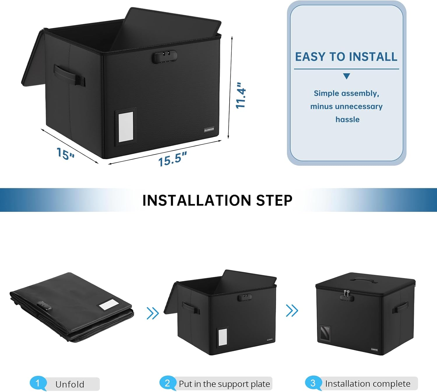 Comic Book Storage - Fireproof & Water-Resistant Stackable Box with Zipper Mesh Pocket and Label Window for 300-350 Comics