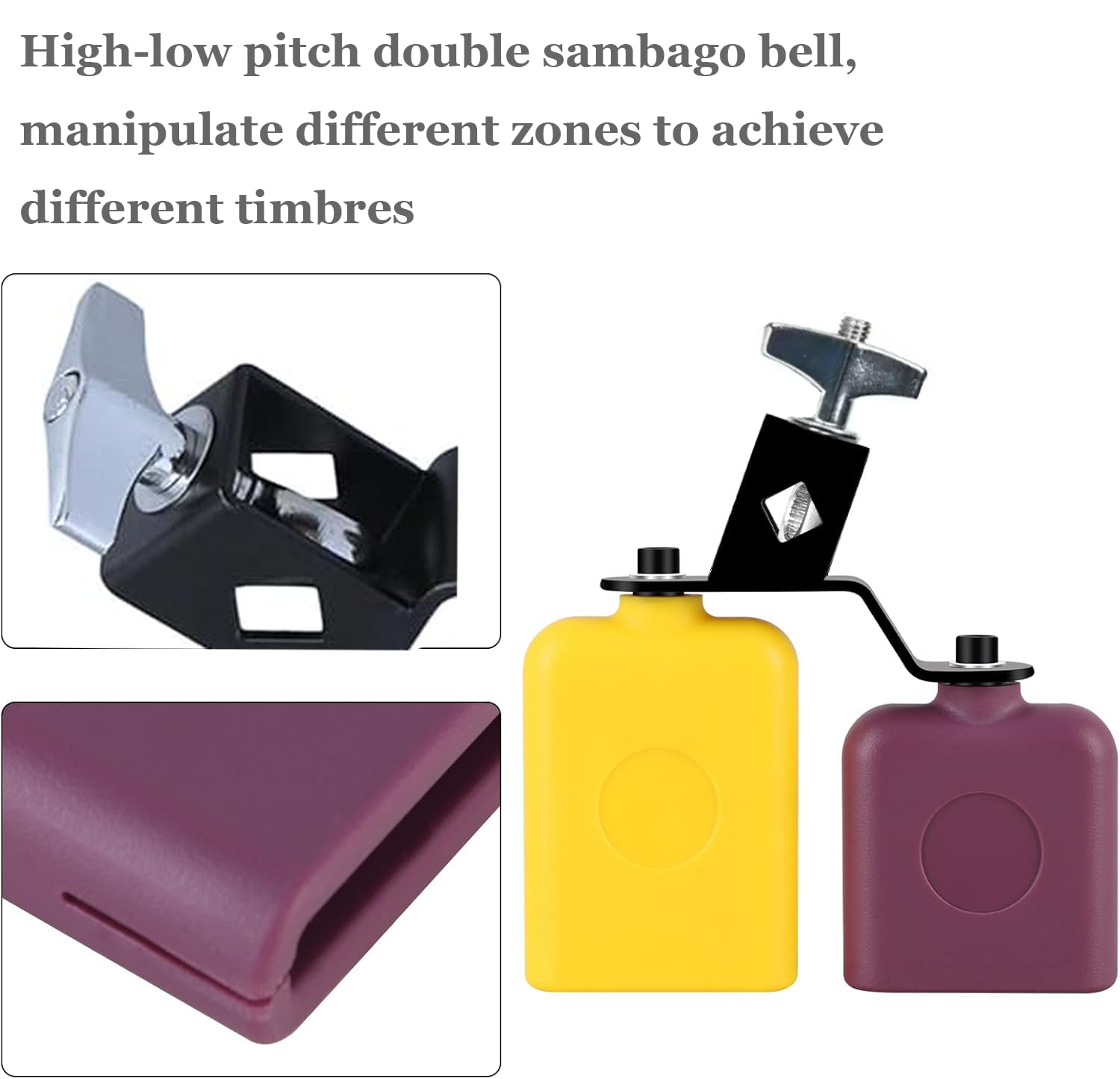 MOONBACK Jam Block Set, Plastic Cow Bell Double Sambago Bell e Blocco Percussioni Musicali, Latino Percussione Strumento Kit
